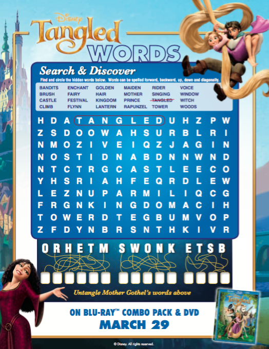 Free Printable Rapunzel Word Search