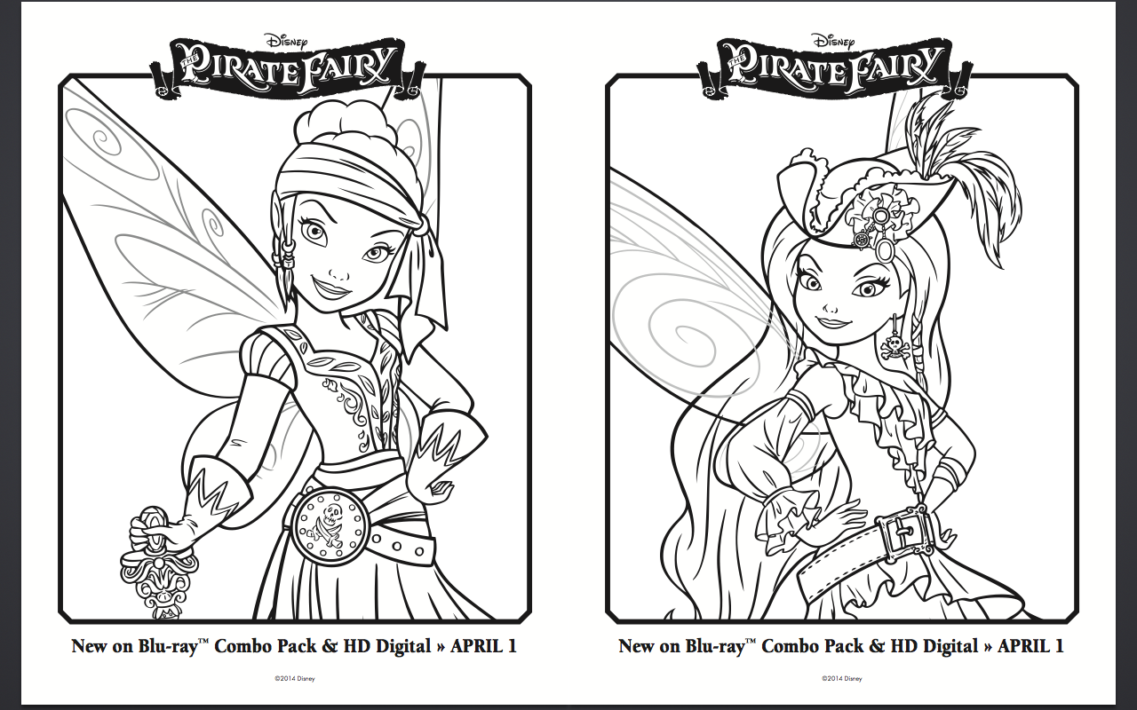 Free Pirate Fairy Coloring pages and activity sheets