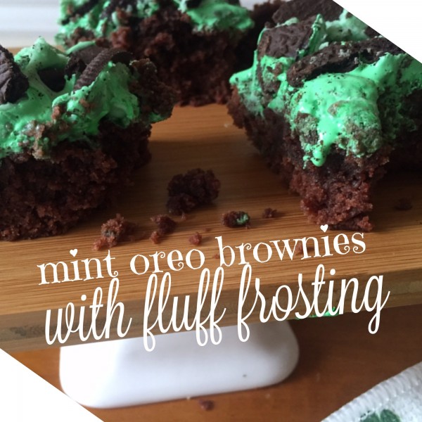 St. Patrick's Day Mint Oreo Brownies with Green Fluff Icing Recipe