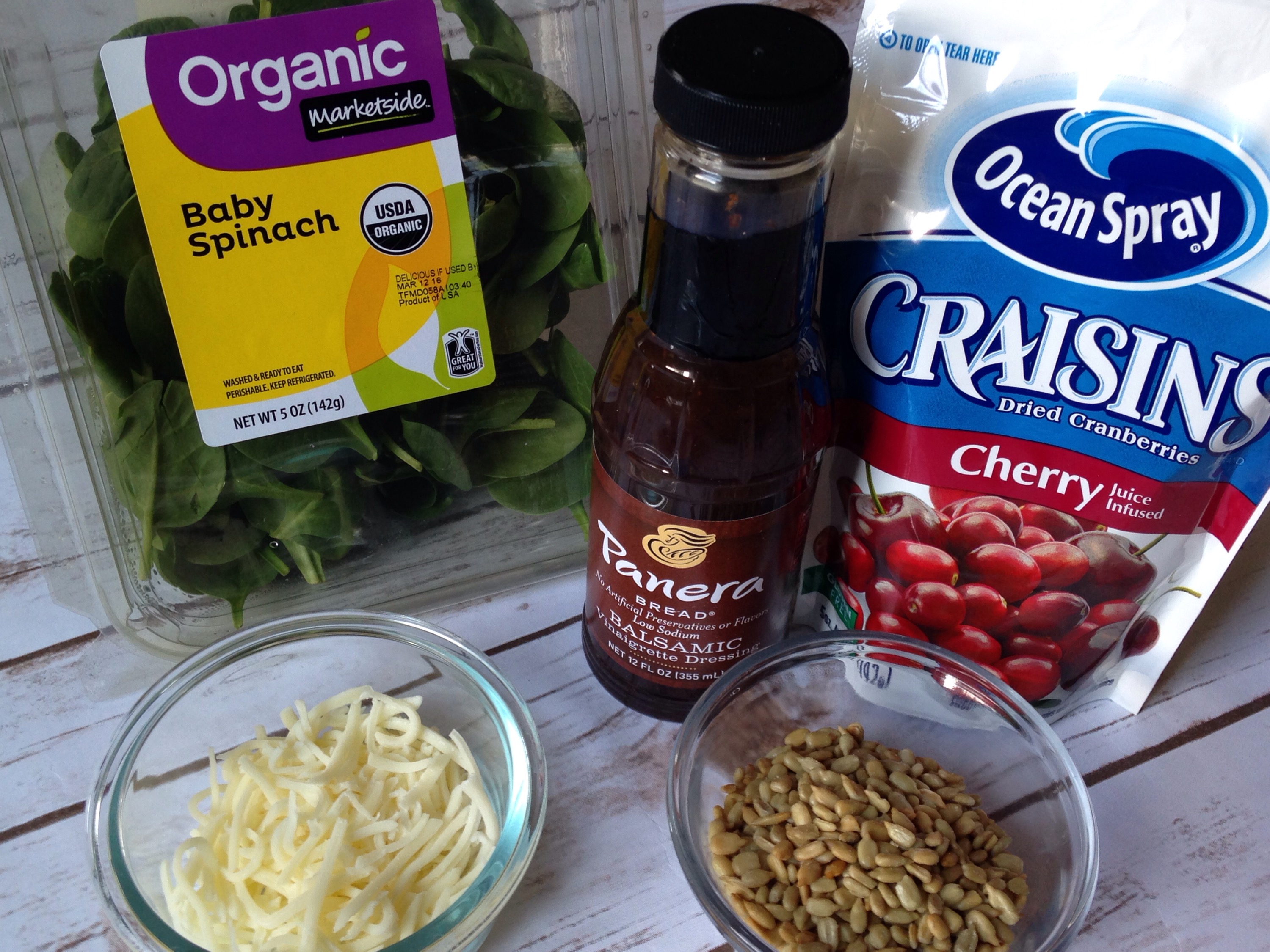 Spinach Mozzerella Salad with Sunflower Seeds & Cran Cherries recipe