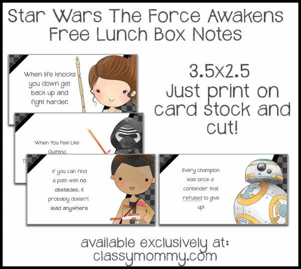 Free Printable Star Wars Lunchbox Notes