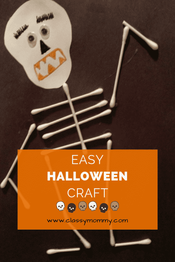 Skeleton Q-Tip Craft for Halloween