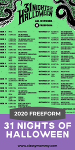 Freeform 31 nights of Halloween 2020 schedule - Classy Mommy
