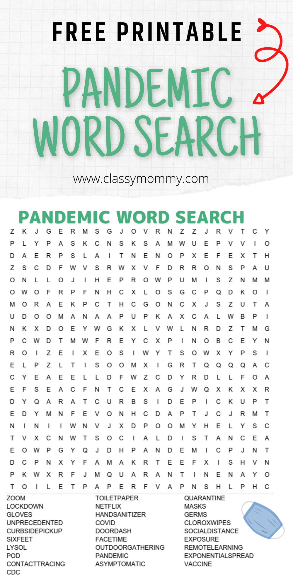Free Printable Pandemic Word Search