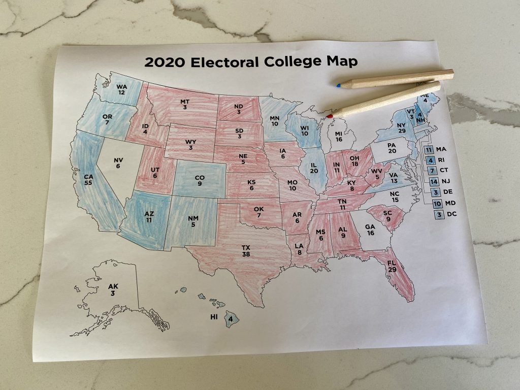2020 Electoral College Map Free Printable 