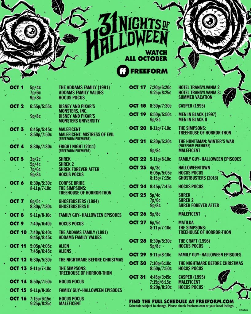 FREEFORM'S 31 Nights of Halloween 2021 Schedule Classy Mommy