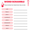 Free Printable Valentine's Day Word Scramble