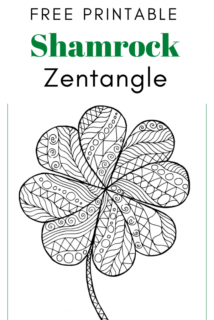 Free Printable Zentangle Shamrock Coloring Page 