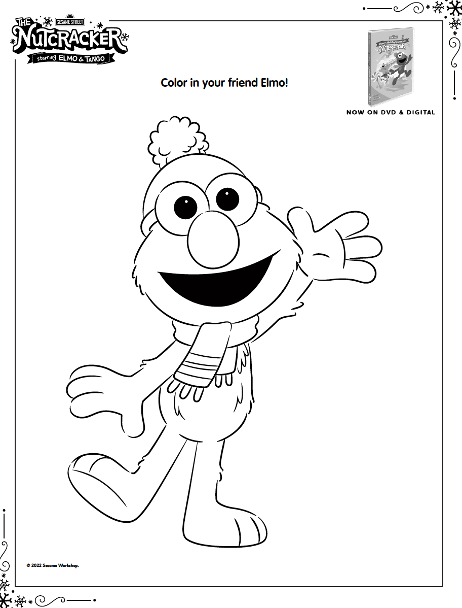 Free Printable Holiday Elmo and the Nutcracker Coloring Pages
