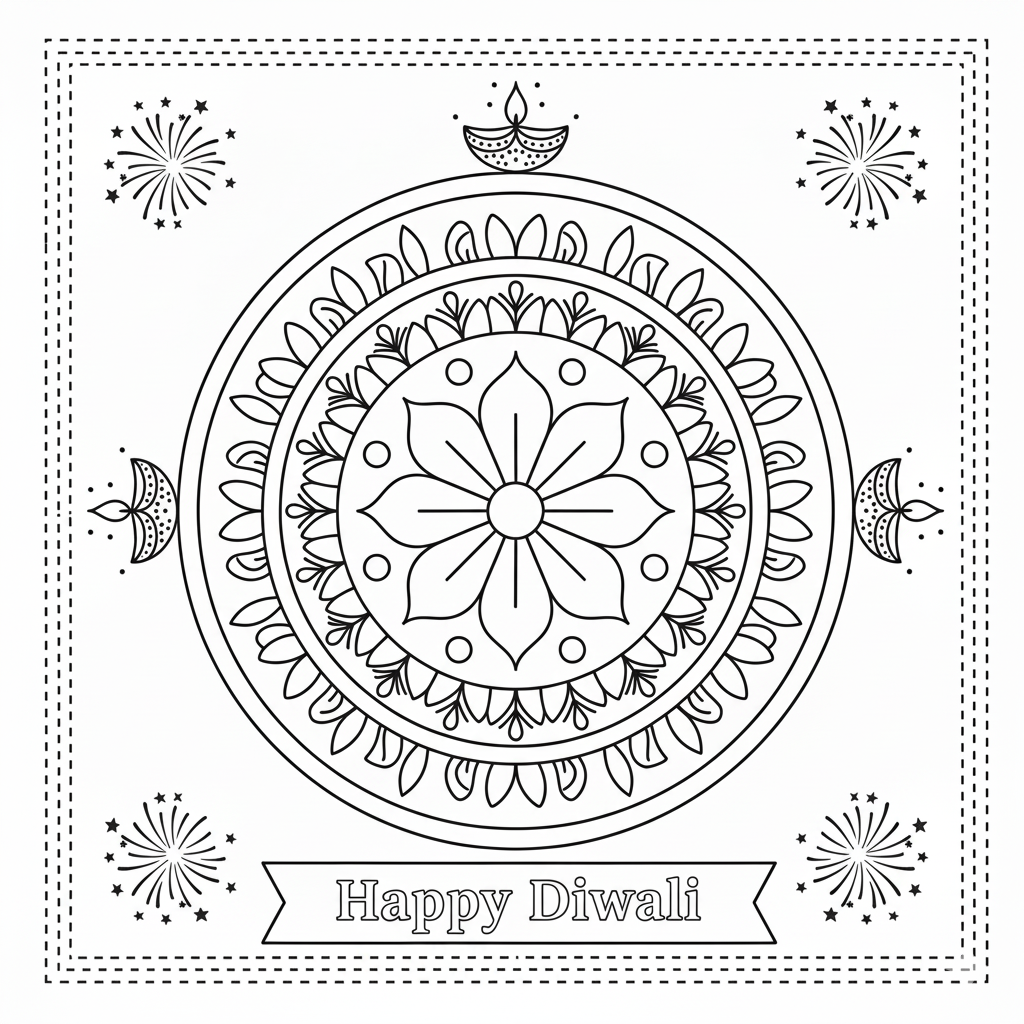 Free Diwali Coloring Page
